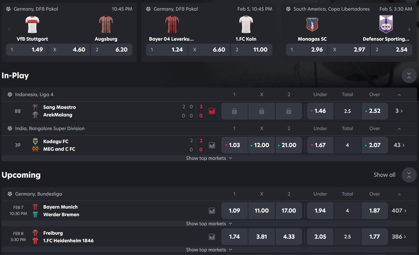 In-depth markets for Premier League betting at 1RED UK